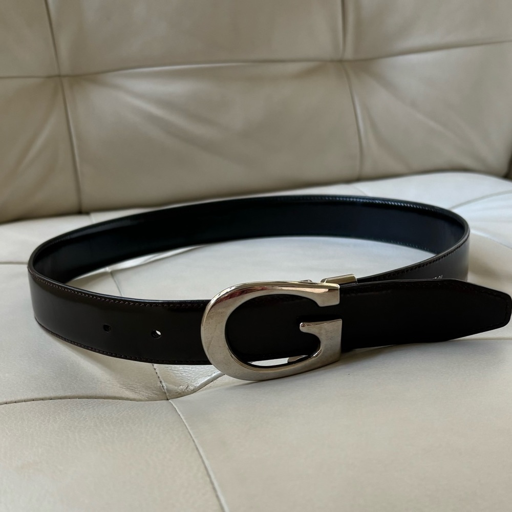 Gucci vintage reversible black/brown G buckle belt Size S
